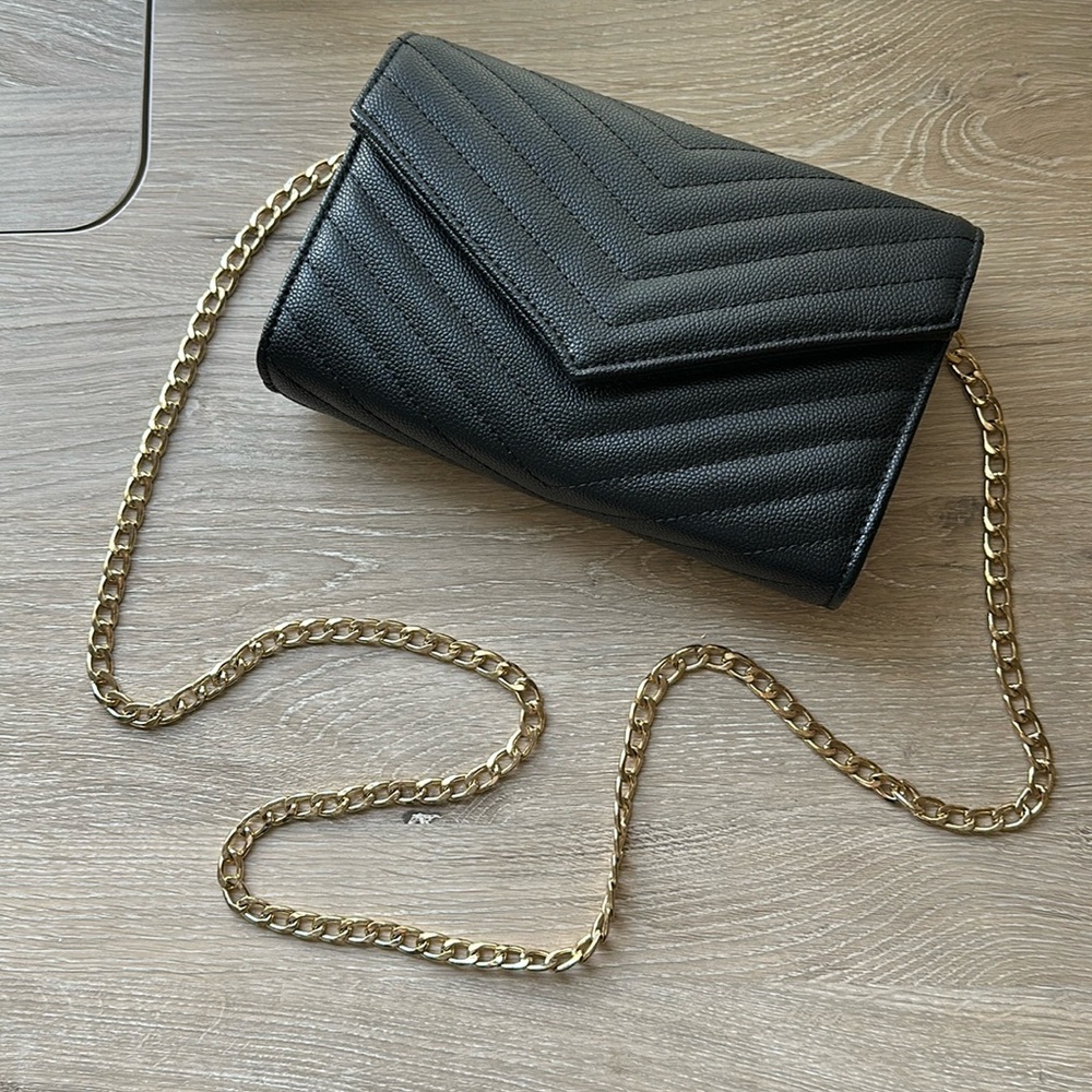 Black Quilted Purse with Chain Strap